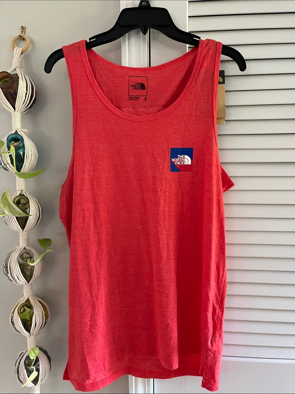 The North Face Red Scoop-Neck Tank Top with Logo Patch